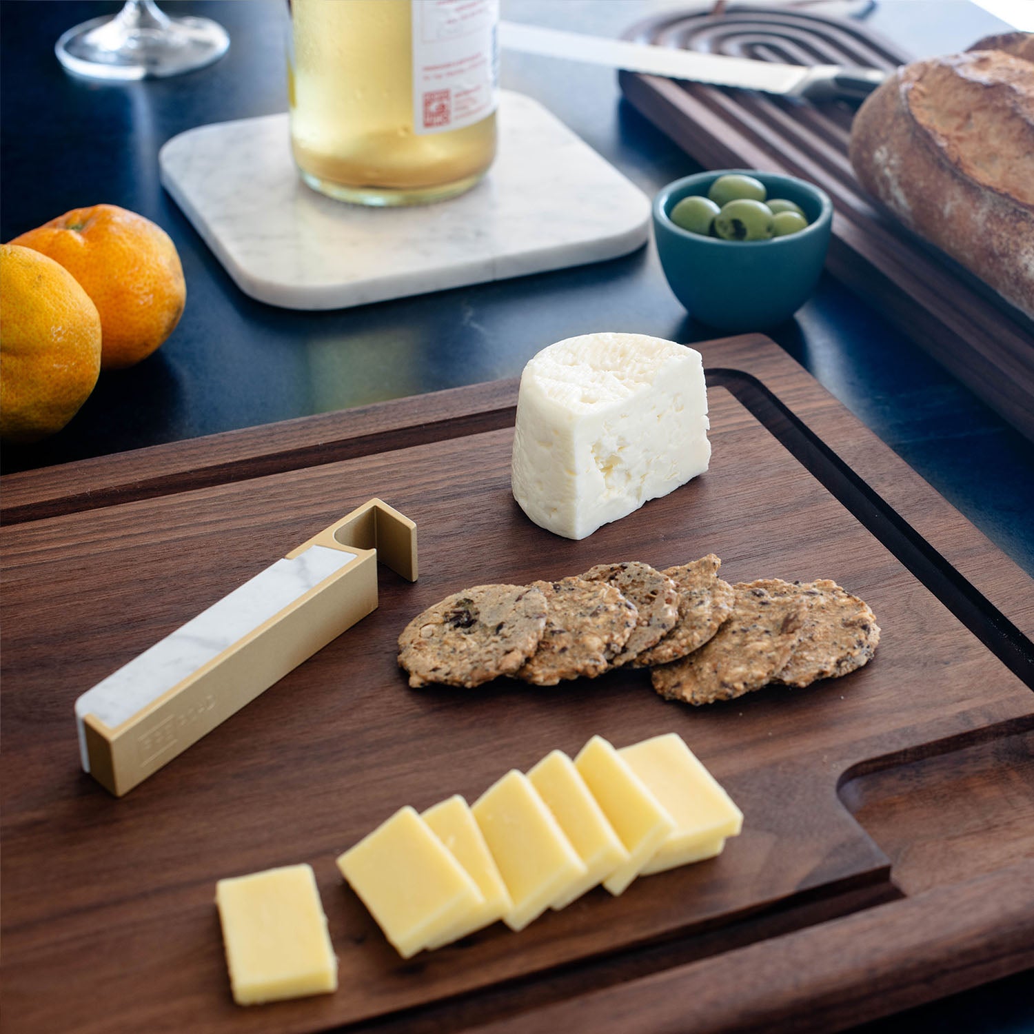 cheese board with bottle opener