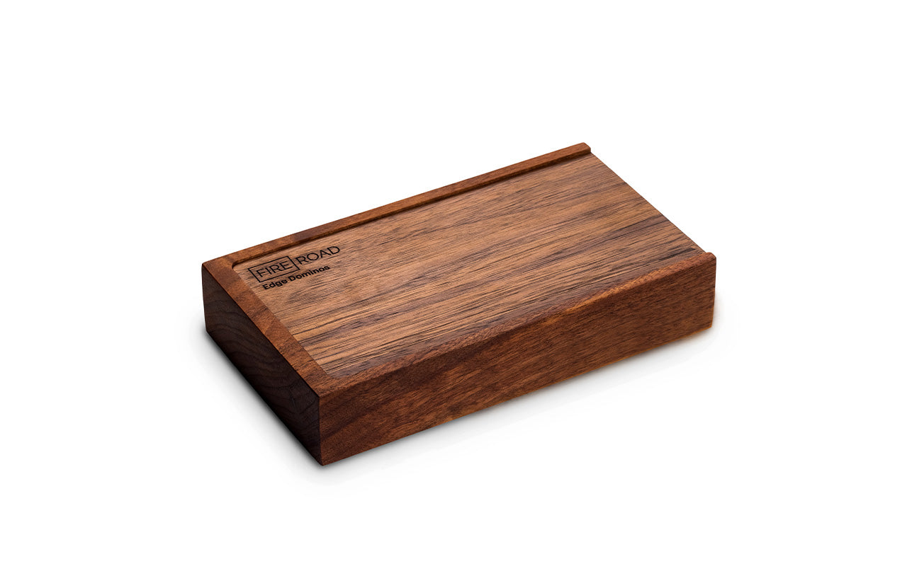 walnut box with domino set inside