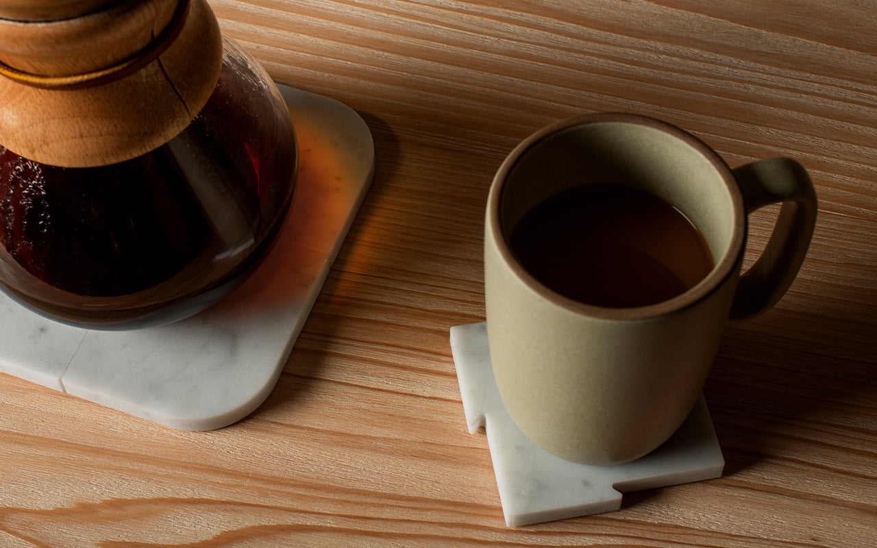 coffee on marble coasters