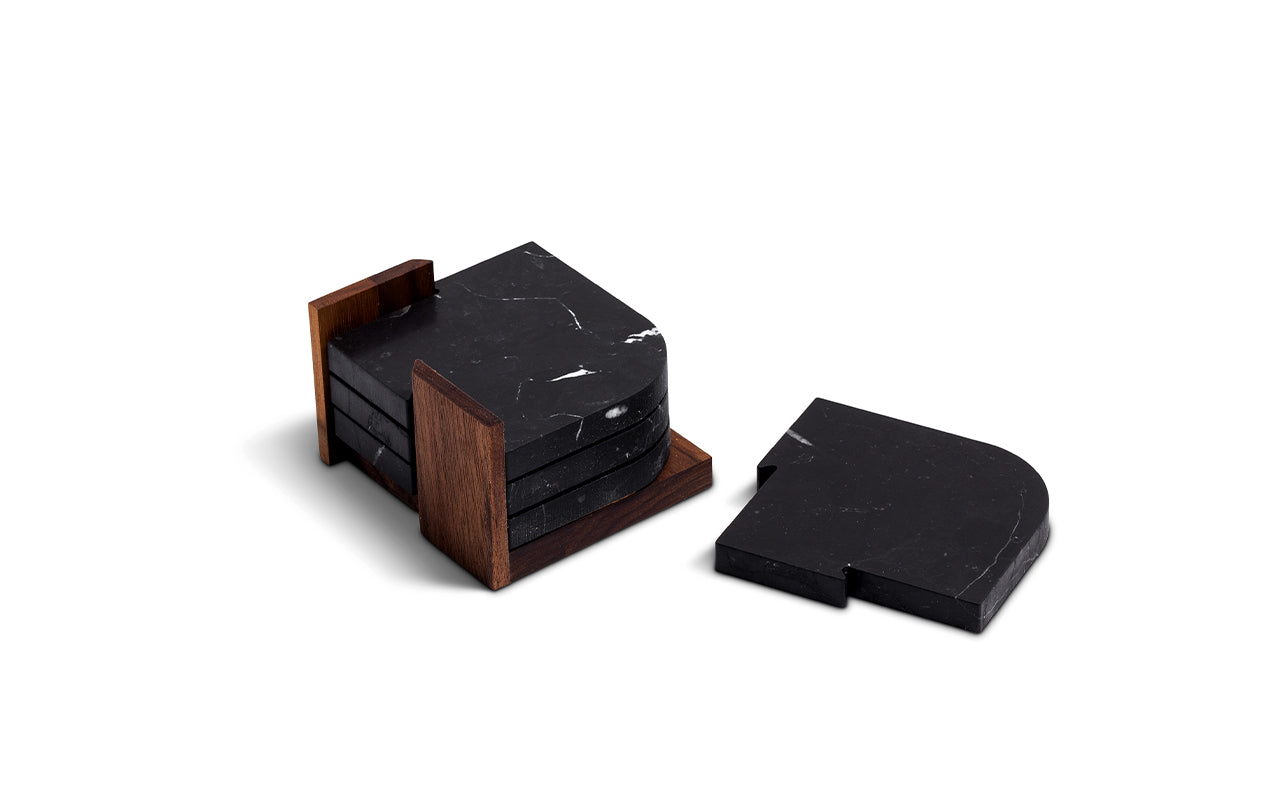 set of 4 black marble coasters