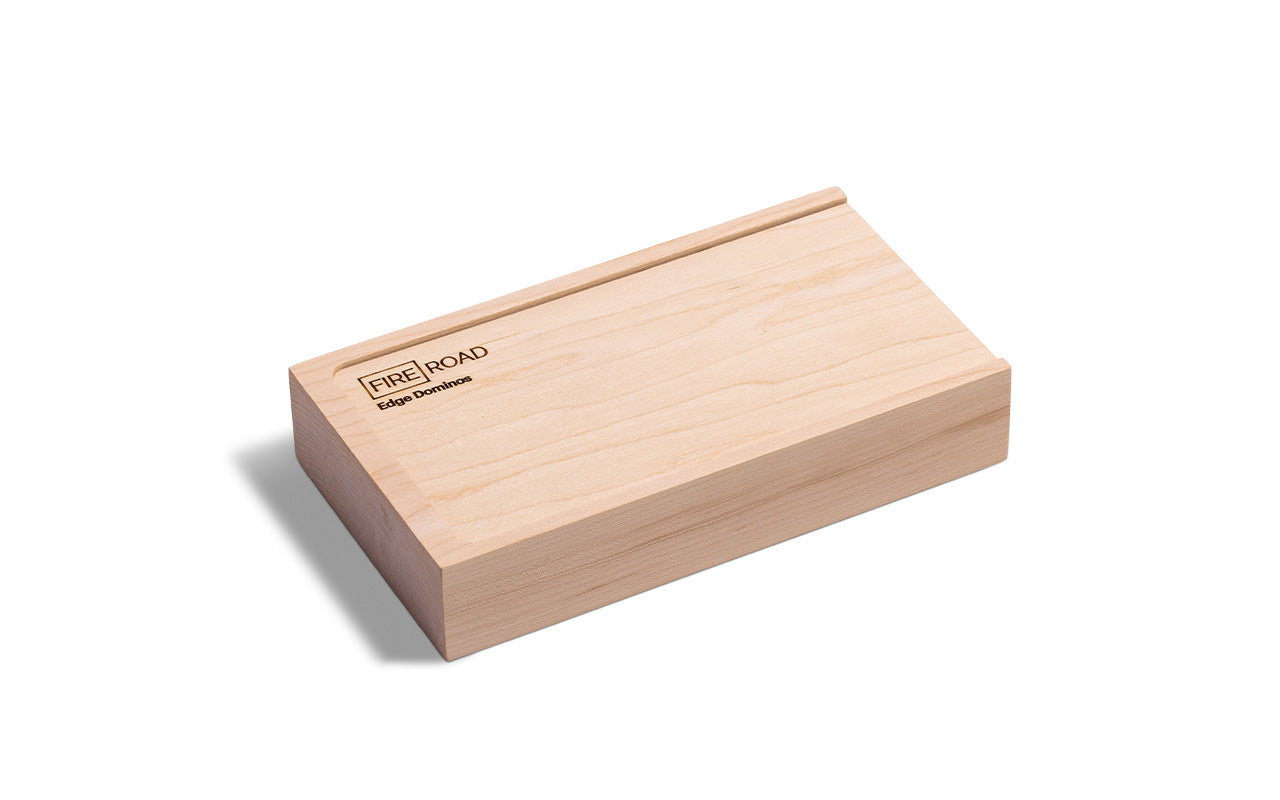 maple wood box of dominos