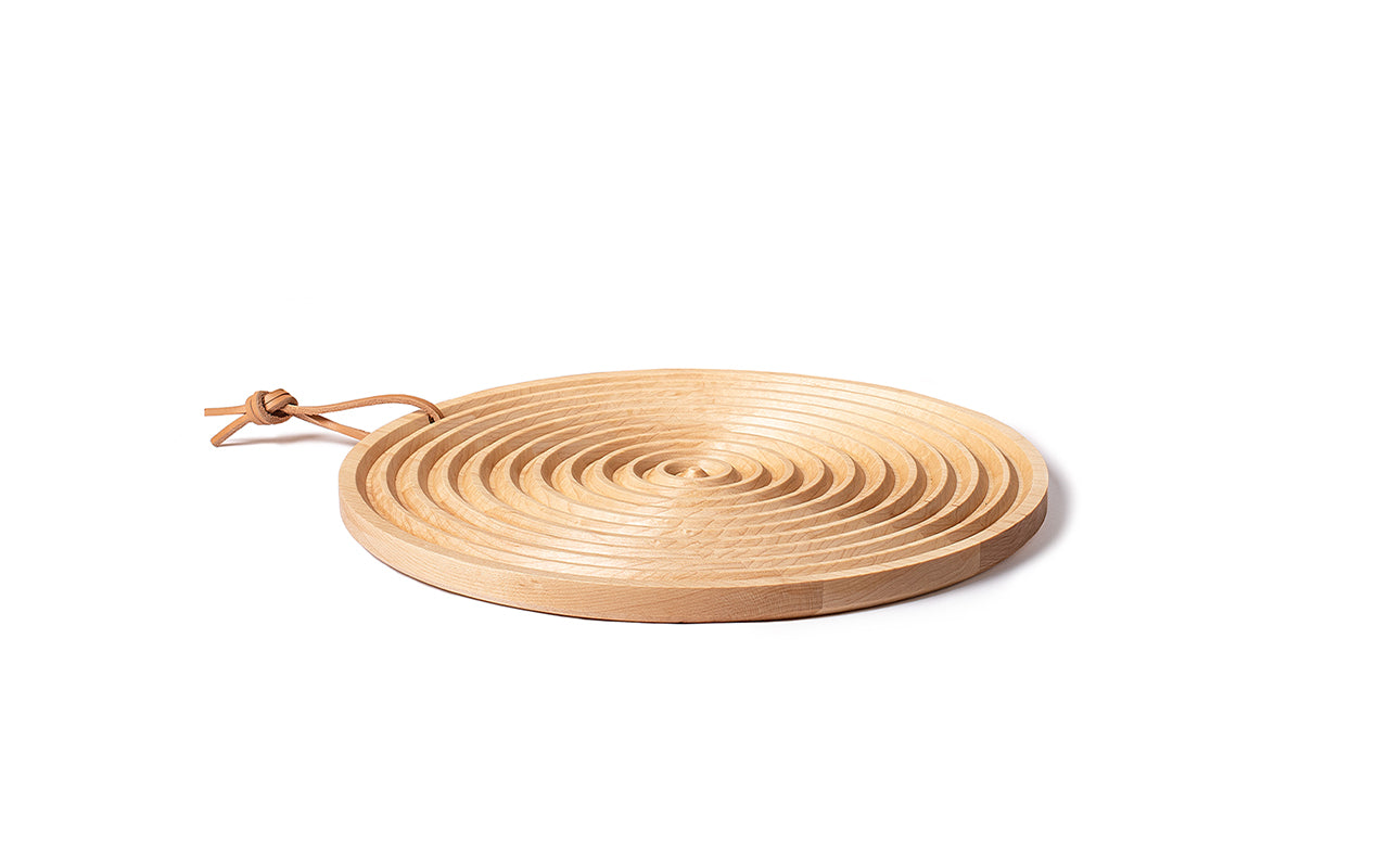 maple wood bread board round with grooves
